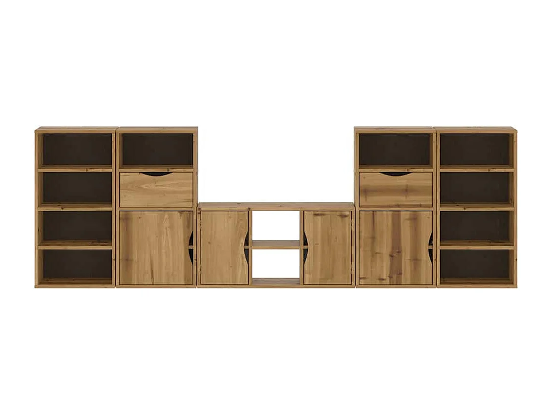 Meubles TV 5 pièces avec rangement ODDA bois de pin massif