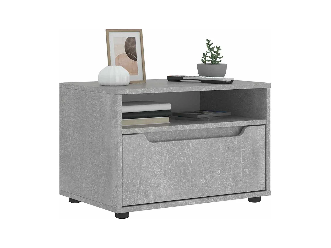 Meuble TV VISNES gris béton 60x40x38 cm bois d'ingénierie