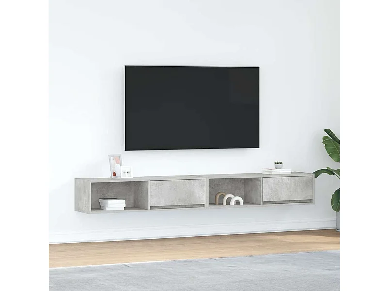 Muebles de TV 2 uds gris hormigón 100x31x25,5 cm
