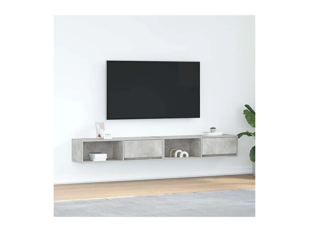 Meubles TV 2 pièces gris béton 100x31x25,5 cm bois d'ingénierie