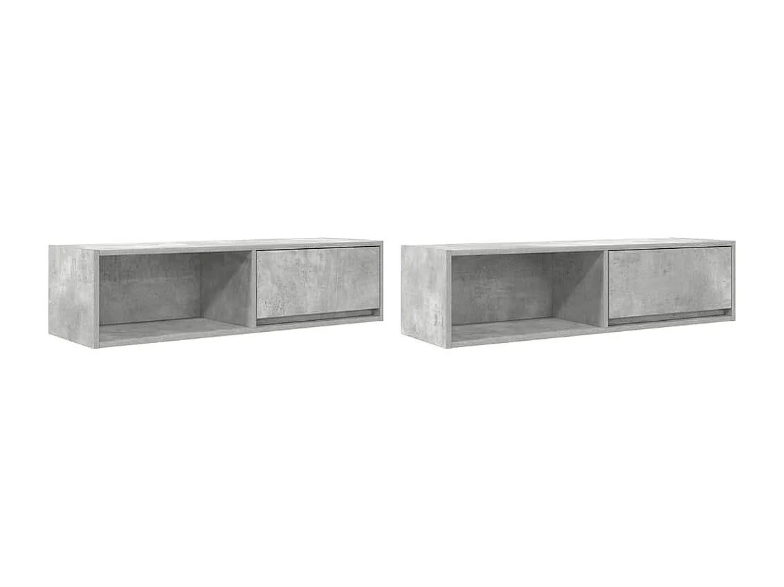 Meubles TV 2 pièces gris béton 100x31x25,5 cm bois d'ingénierie