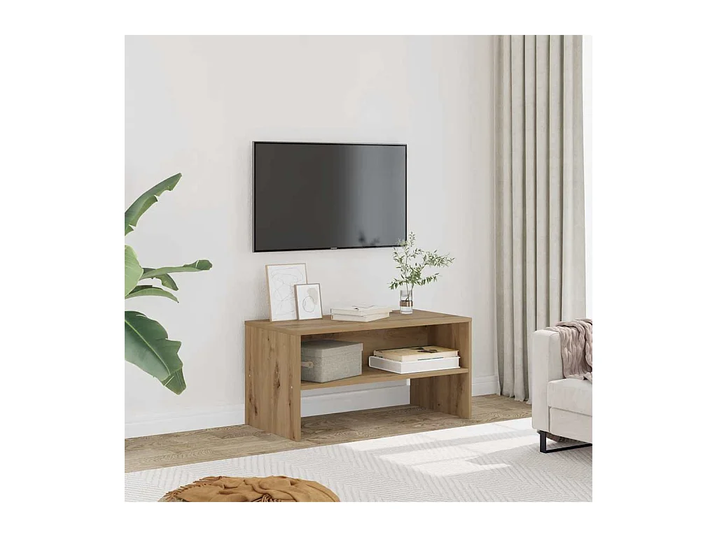Meuble TV chêne artisanal 80x40x40 cm bois d'ingénierie