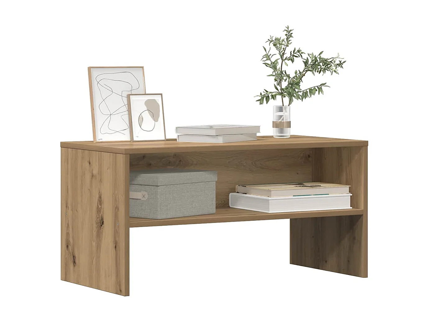 Meuble TV chêne artisanal 80x40x40 cm bois d'ingénierie