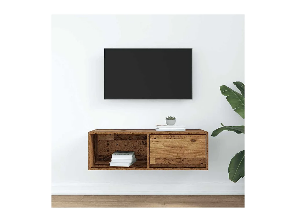 Mueble para TV madera contrachapada envejecida 80x31x25,5 cm