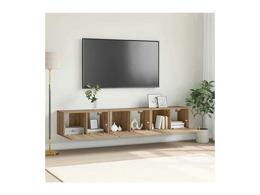 Gabinete de TV 3 pcs Marrón 60 x 30 x 30 cm