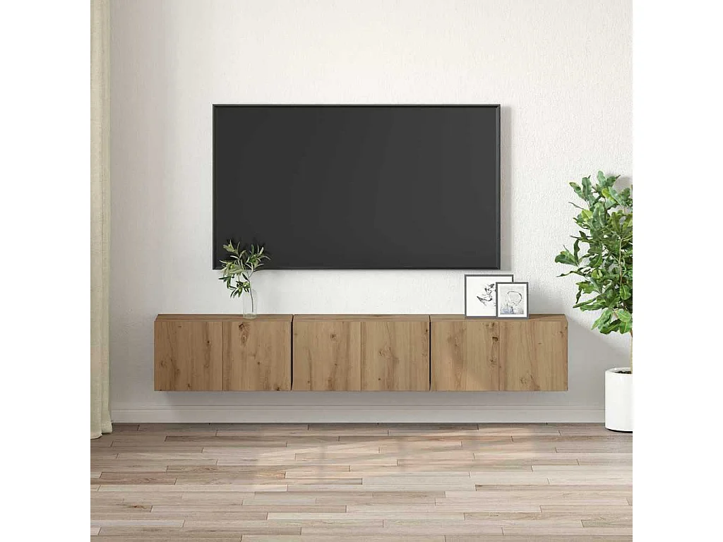 Gabinete de TV 3 pcs Marrón 60 x 30 x 30 cm