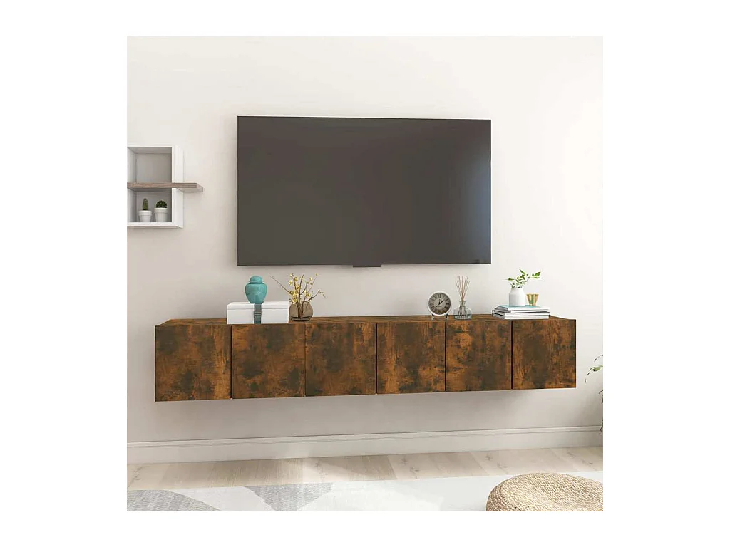 Móveis de TV para parede 3 peças 60x30x30 cm cor carvalho fumado