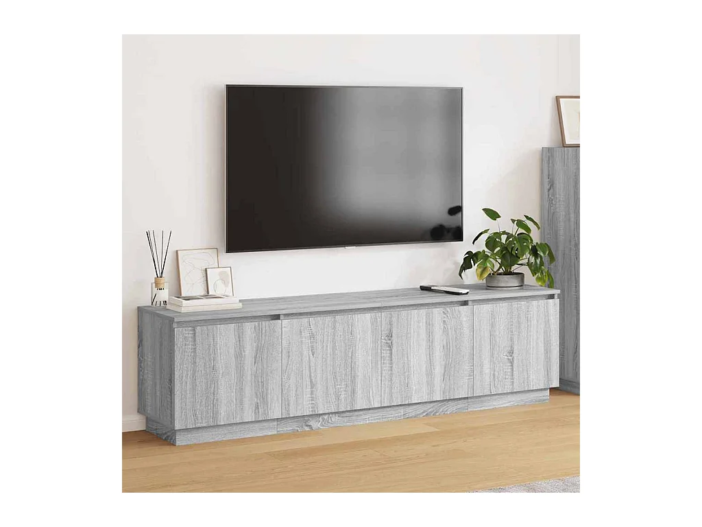 Móvel de TV com LED Sonoma cinzento 180 x 38 x 49 cm