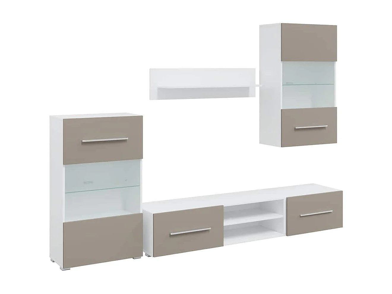 Meubles TV avec lumière LED 5 pièces gris pierre bois d'ingénierie