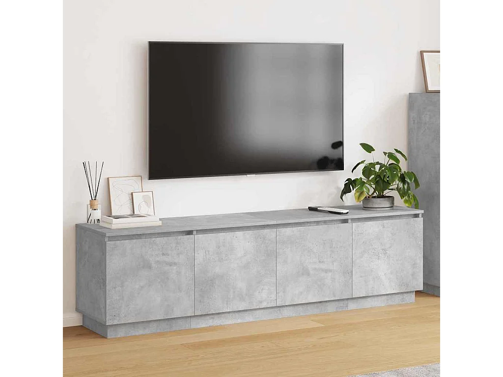 Mueble de TV con LED Gris hormigón 180 x 38 x 49 cm