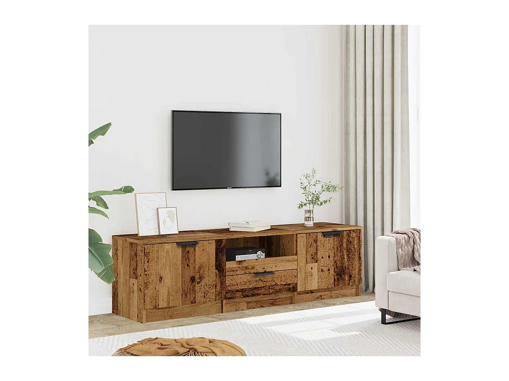 Meuble TV vieux bois 140x35x40 cm bois d'ingénierie
