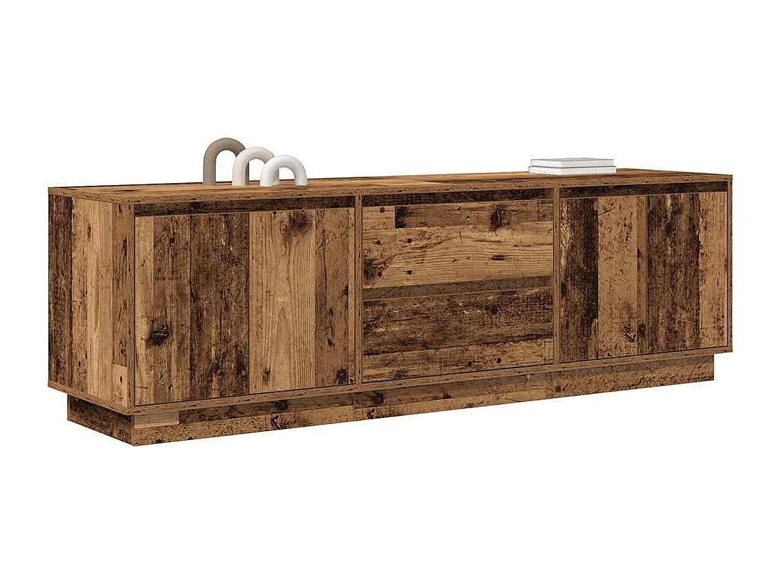 Meuble TV avec éclairage LED vieux bois 160,5x41x50 cm