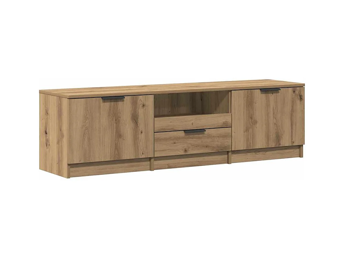 Meuble TV chêne artisanal 140x35x40 cm bois d'ingénierie