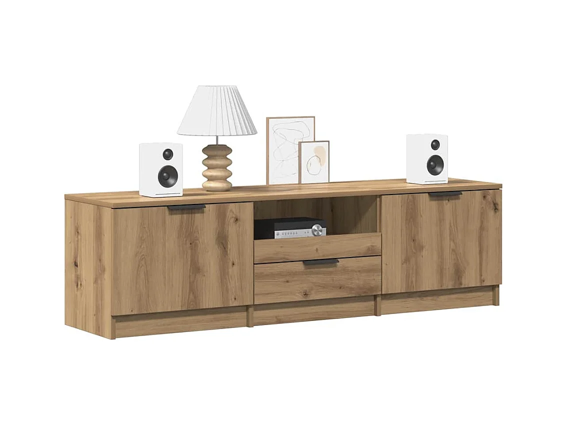 Meuble TV chêne artisanal 140x35x40 cm bois d'ingénierie