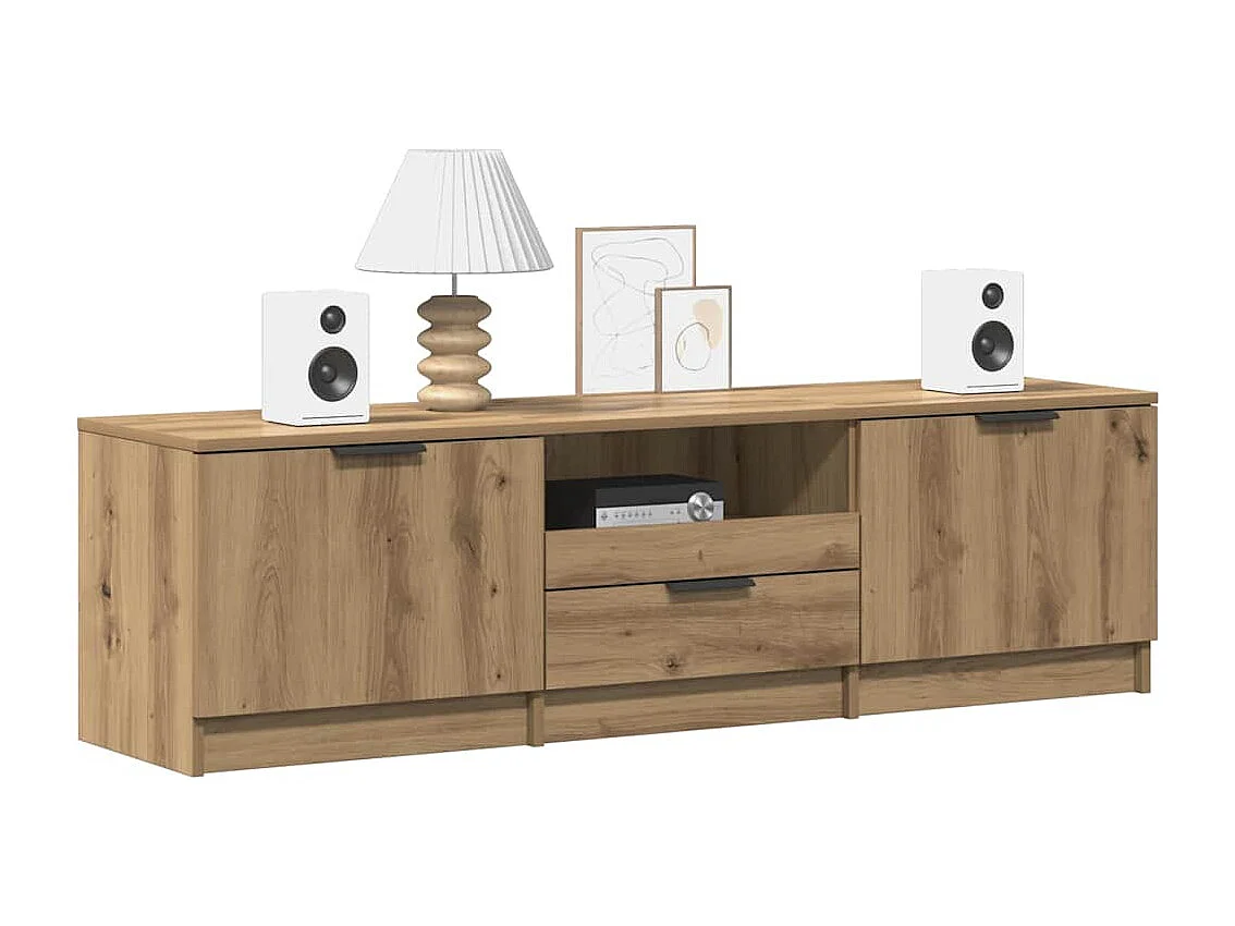 Meuble TV chêne artisanal 140x35x40 cm bois d'ingénierie