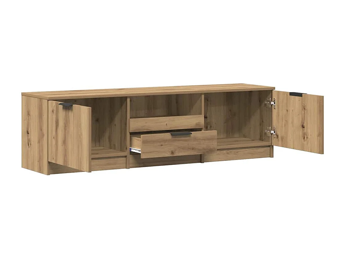 Meuble TV chêne artisanal 140x35x40 cm bois d'ingénierie