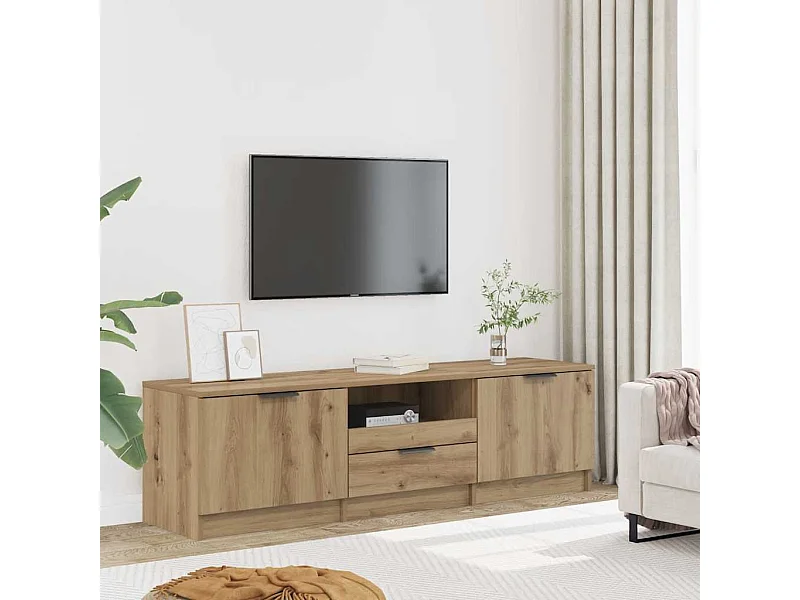 Móvel de TV 140x35x40 cm derivados madeira carvalho artisiano