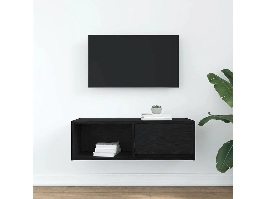 Meuble TV chêne noir 80x31x25,5 cm bois d'ingénierie