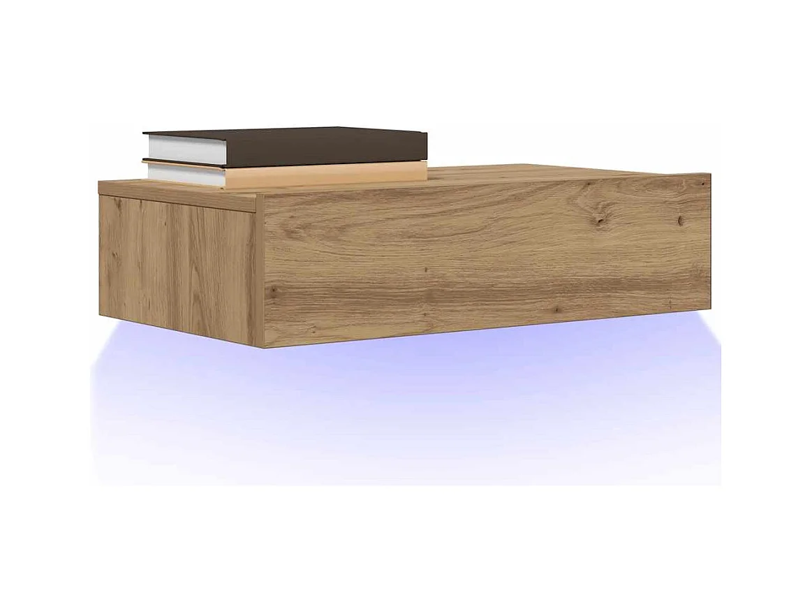 Meuble TV avec éclairages LED chêne artisanal 60x35x15,5 cm