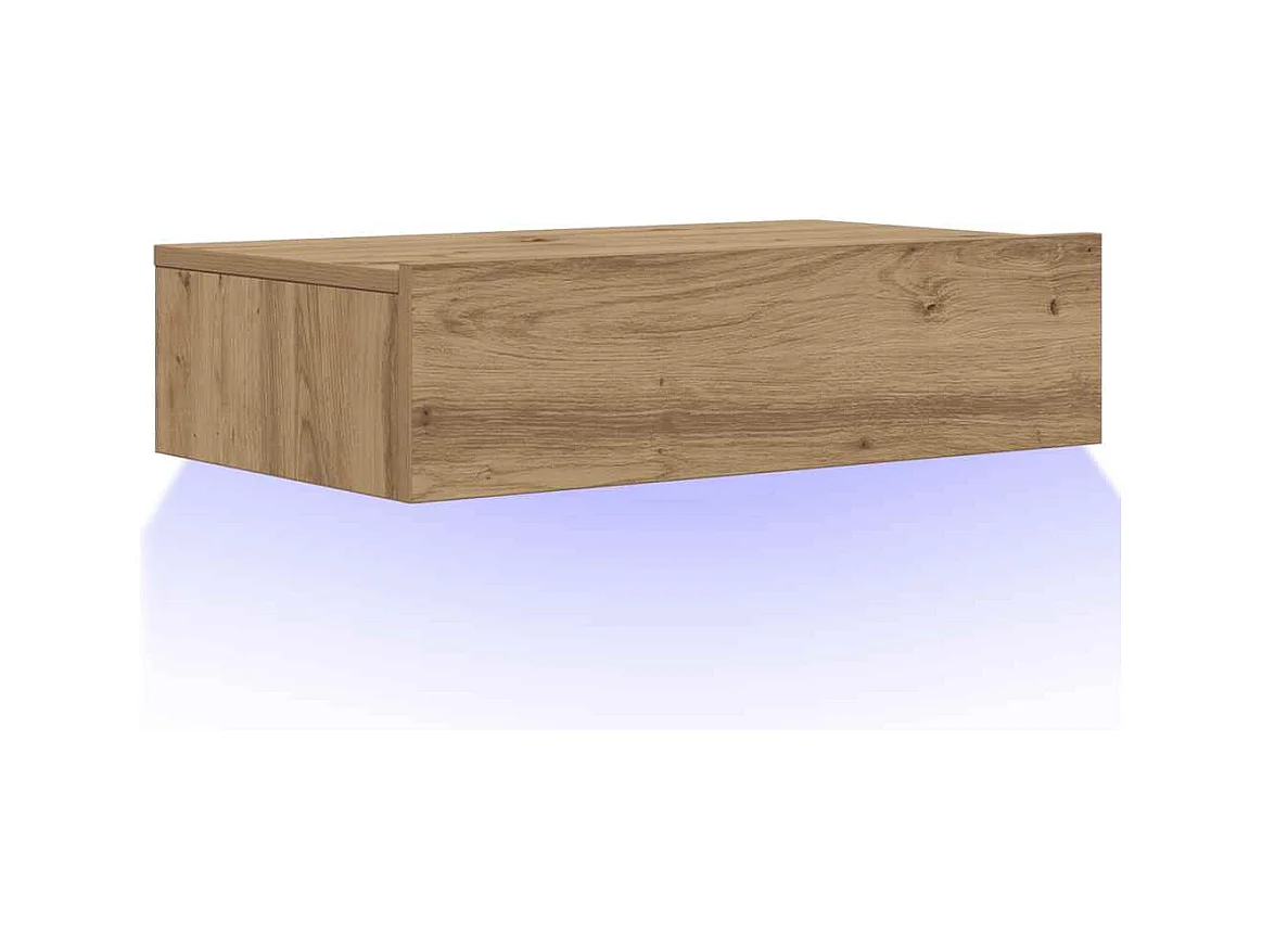 Meuble TV avec éclairages LED chêne artisanal 60x35x15,5 cm