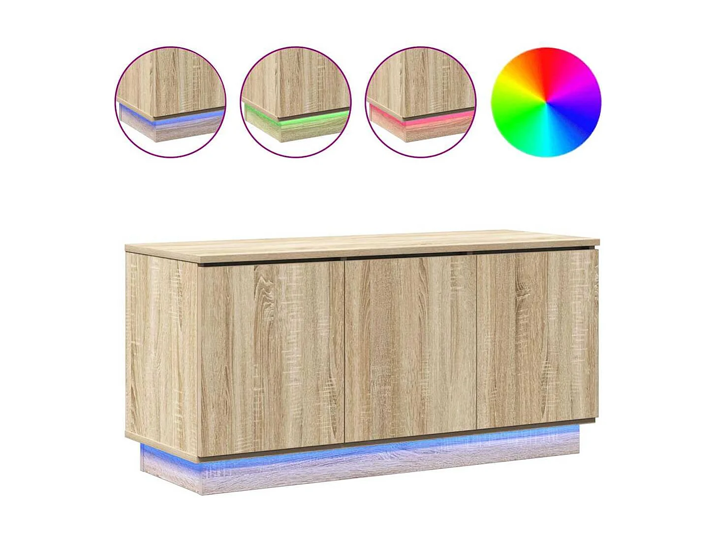 Meuble TV avec LED Chêne sonoma 100 x 38 x 49 cm