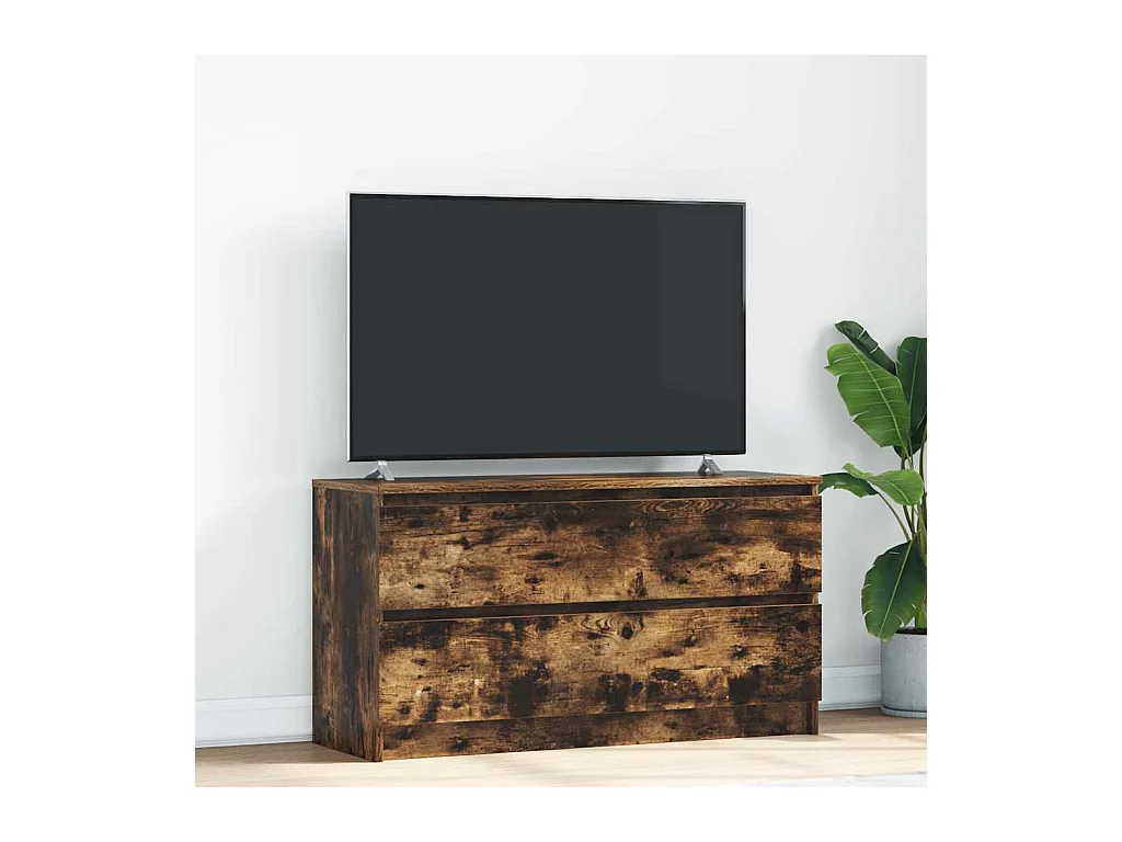 Meuble TV chêne fumé 100x35x54 cm bois d'ingénierie