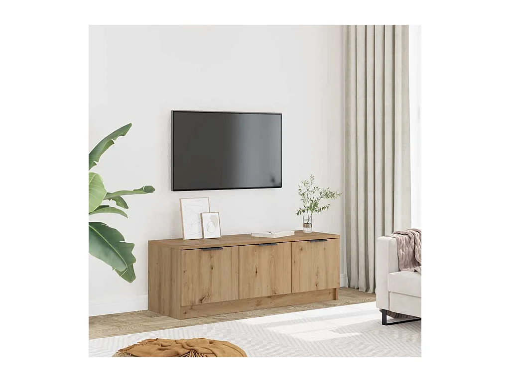 Meuble TV chêne artisanal 102x35x36,5 cm bois d'ingénierie