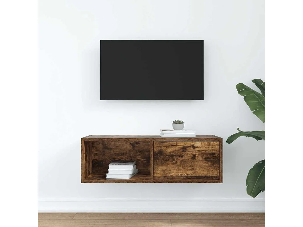 Mueble de TV de roble ahumado 80x31x25,5cm Madera de ingeniería
