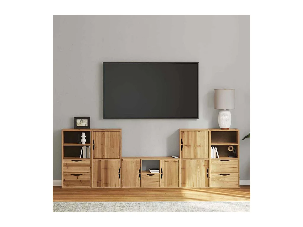 Meubles TV 5 pièces avec rangement ODDA bois de pin massif