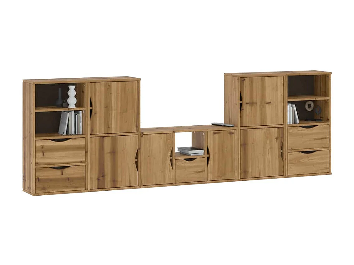 Meubles TV 5 pièces avec rangement ODDA bois de pin massif