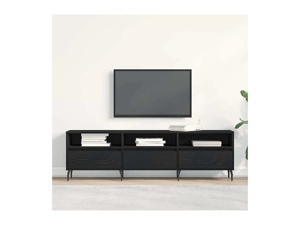 Gabinete para TV Carvalho preto 150 x 30 x 44.5 cm