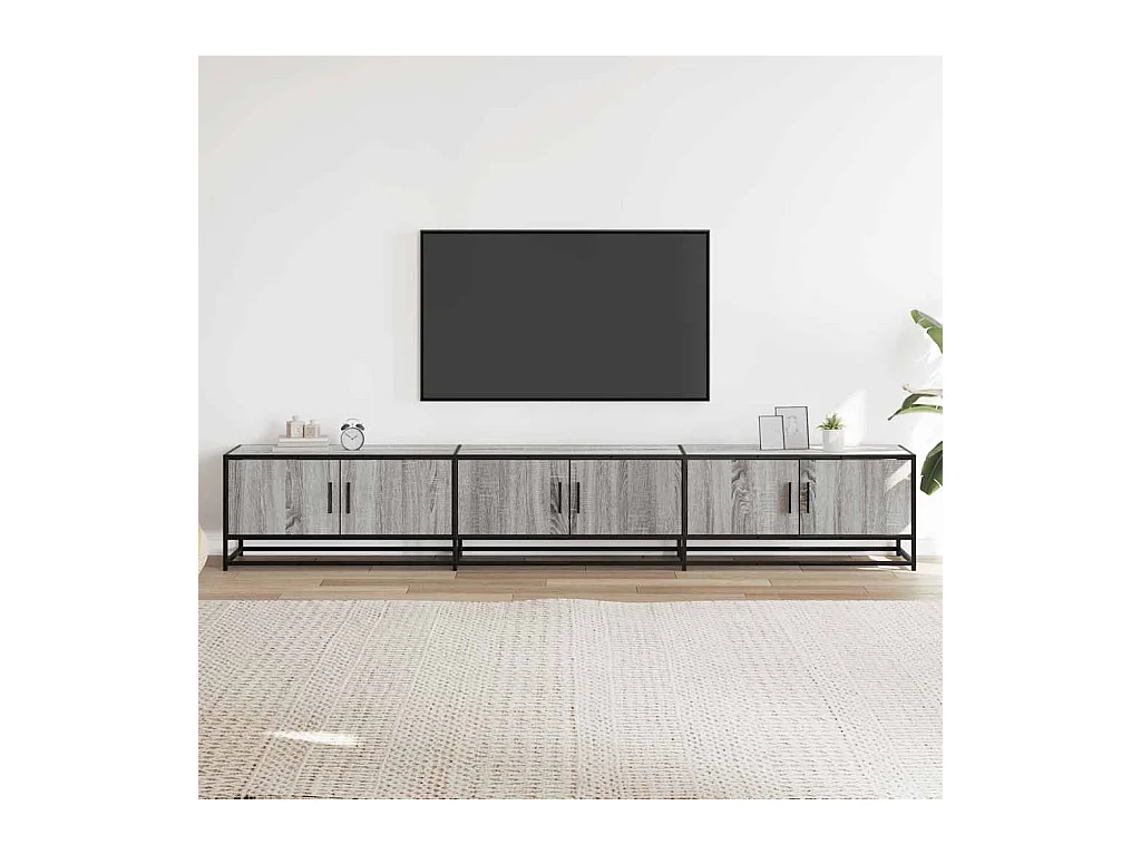 Meuble TV sonoma gris 240x35x41 cm bois d'ingénierie