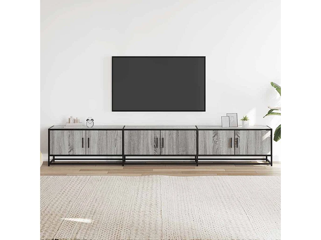Meuble TV sonoma gris 240x35x41 cm bois d'ingénierie