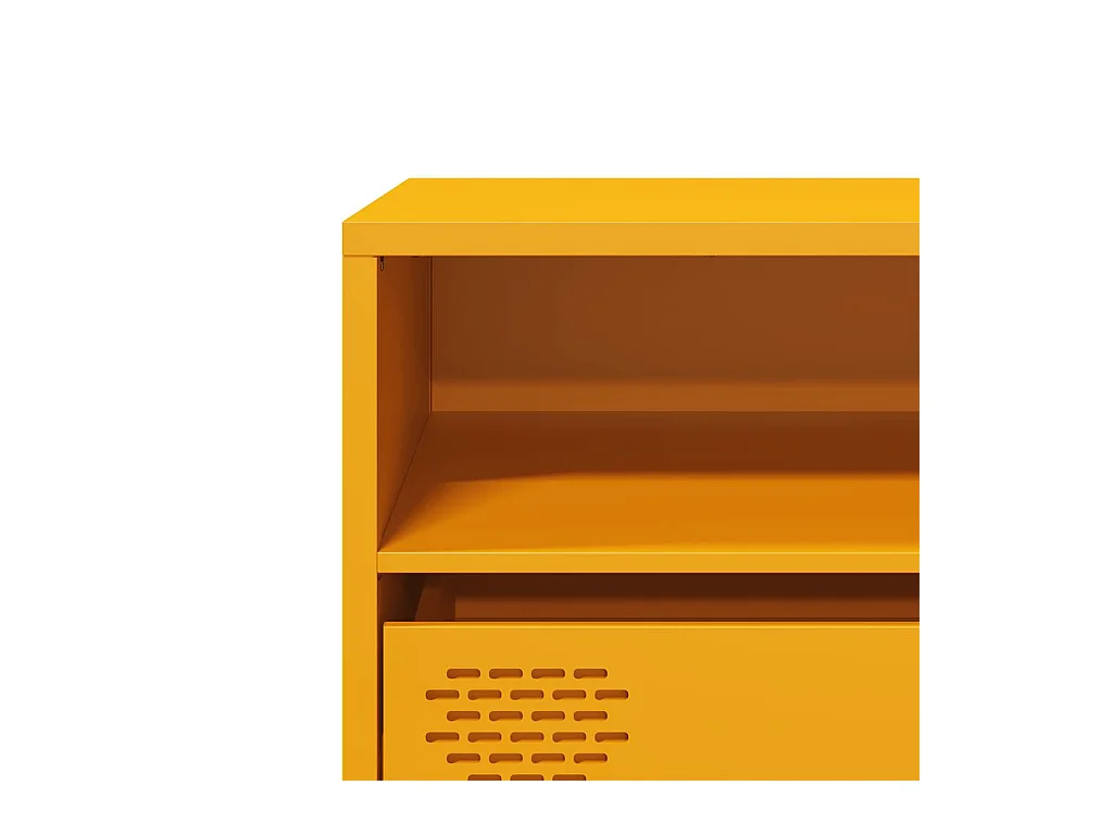 Meuble TV jaune moutarde 135x39x43,5 cm acier laminé à froid
