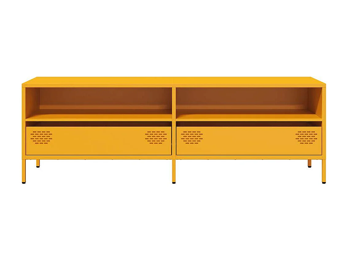 Meuble TV jaune moutarde 135x39x43,5 cm acier laminé à froid