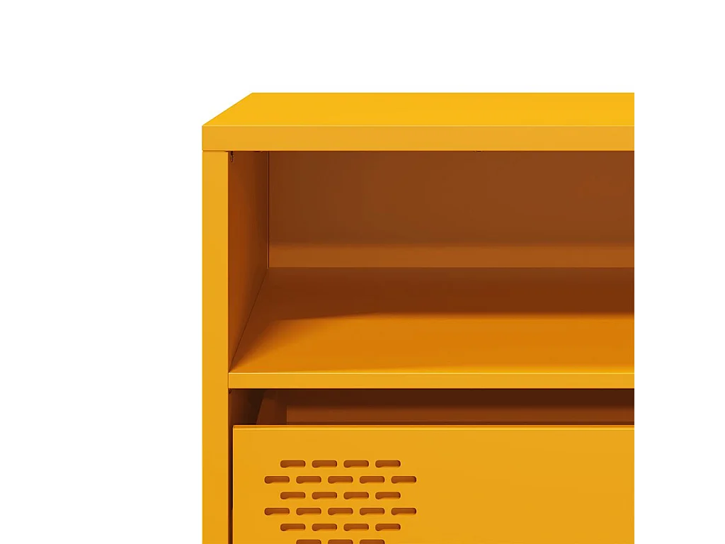 Meuble TV jaune moutarde 135x39x43,5 cm acier laminé à froid