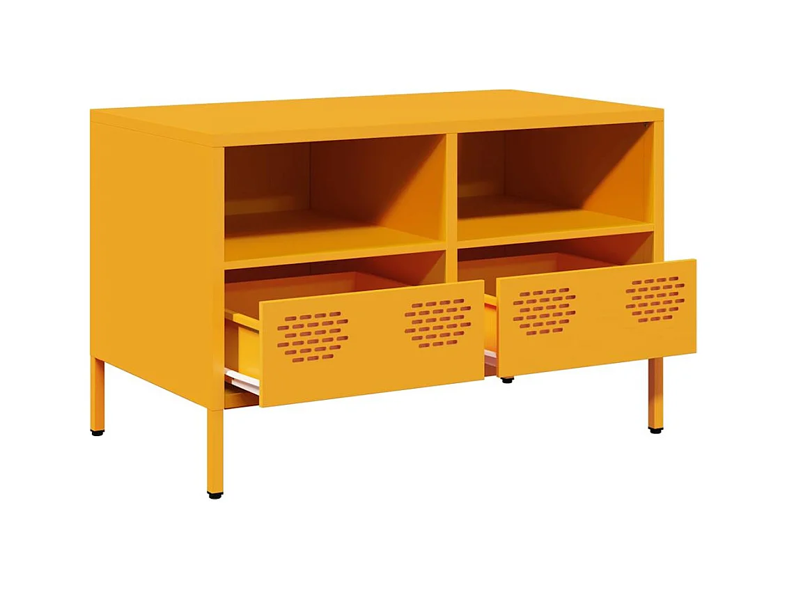Meuble TV jaune moutarde 68x39x43,5 cm acier laminé à froid