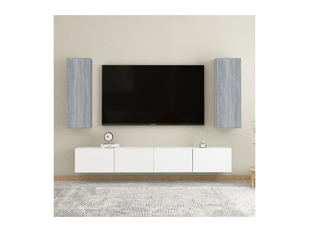 Mueble de TV 2 uds madera ingeniería gris Sonoma 30,5x30x90 cm
