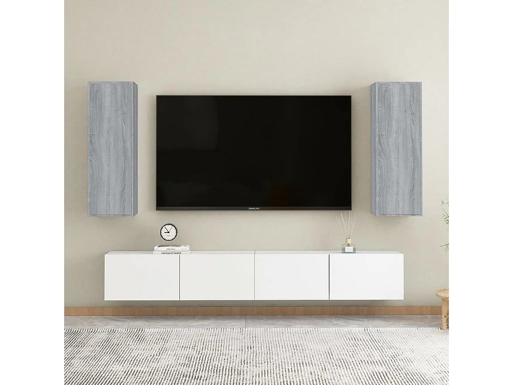 Mueble de TV 2 uds madera ingeniería gris Sonoma 30,5x30x90 cm