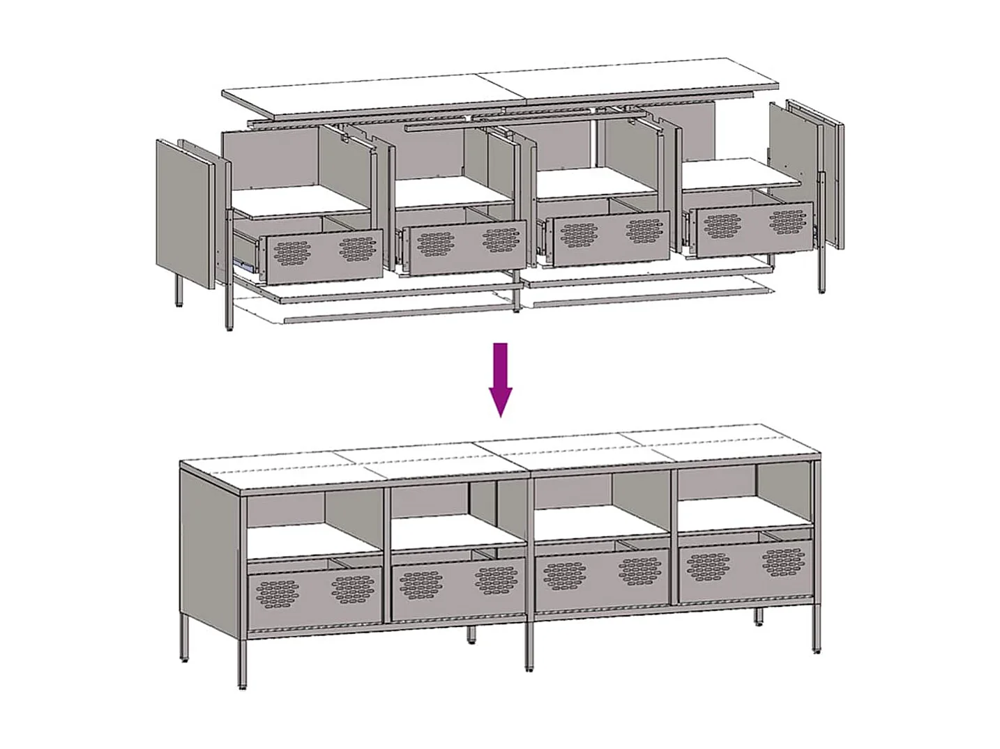 Mueble para TV acero laminado en frío blanco 135x39x43,5 cm
