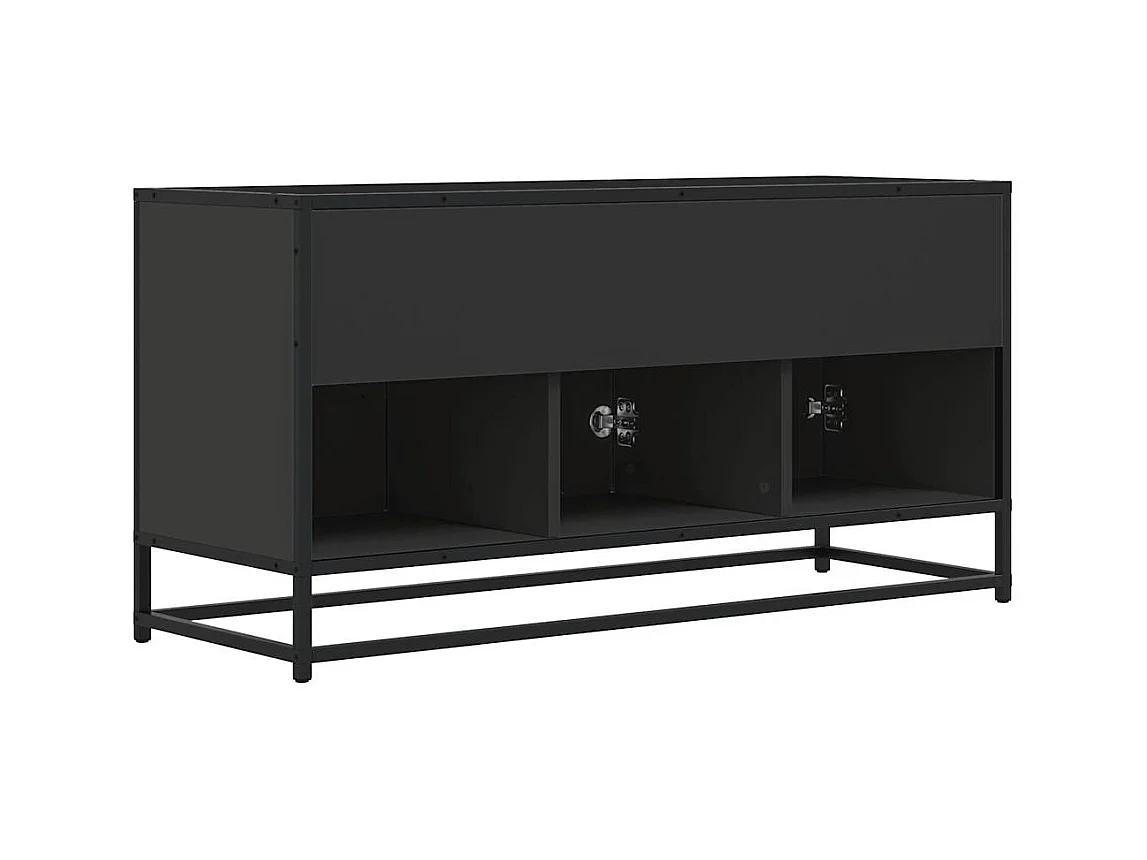 Meuble TV noir 100x35x50 cm bois d'ingénierie et métal