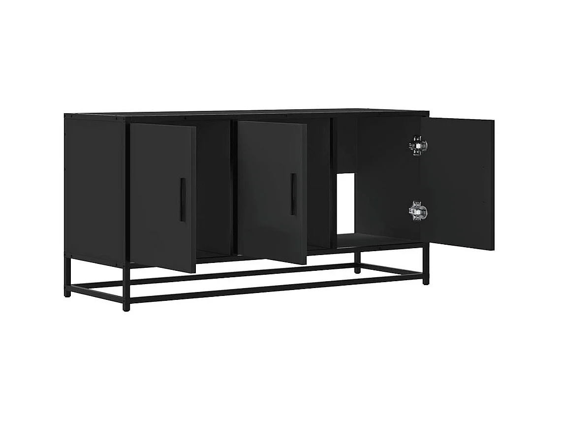 Meuble TV noir 100x35x50 cm bois d'ingénierie et métal