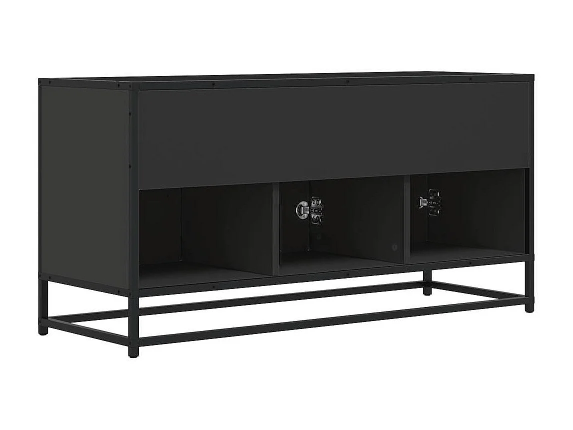 Meuble TV noir 100x35x50 cm bois d'ingénierie et métal
