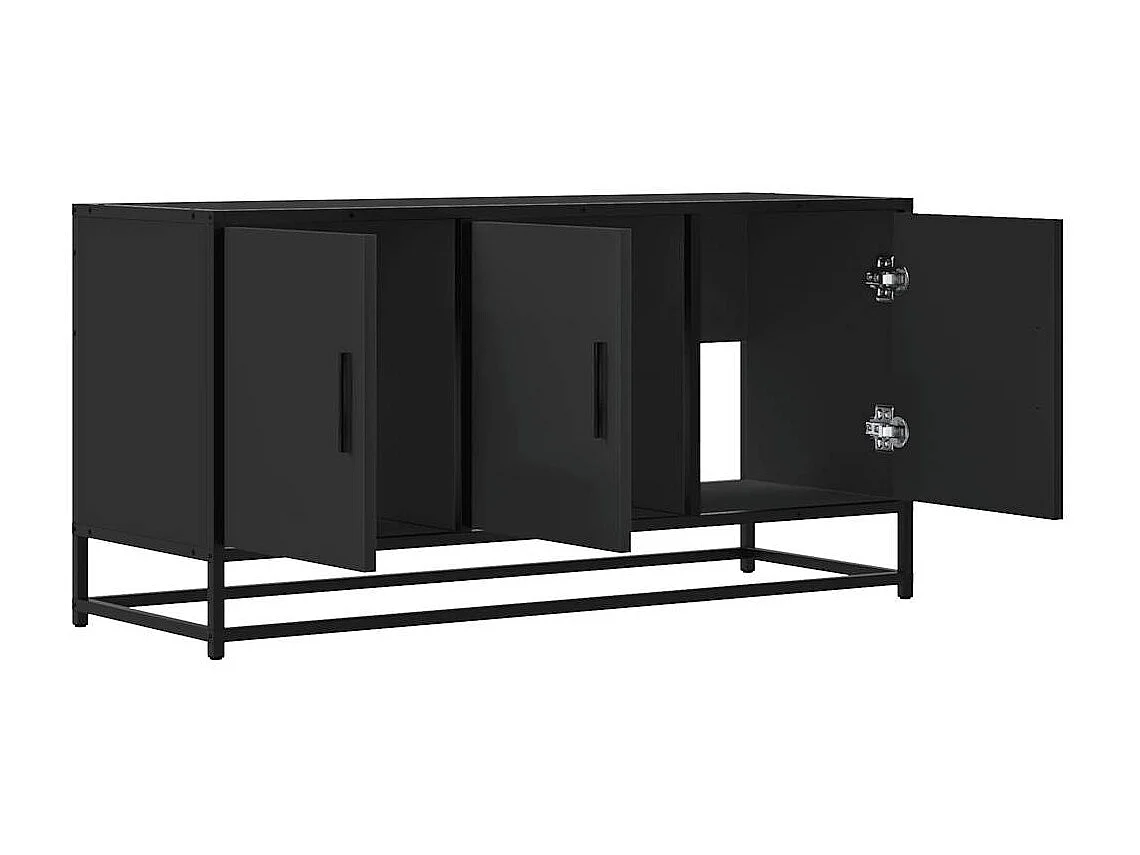 Meuble TV noir 100x35x50 cm bois d'ingénierie et métal
