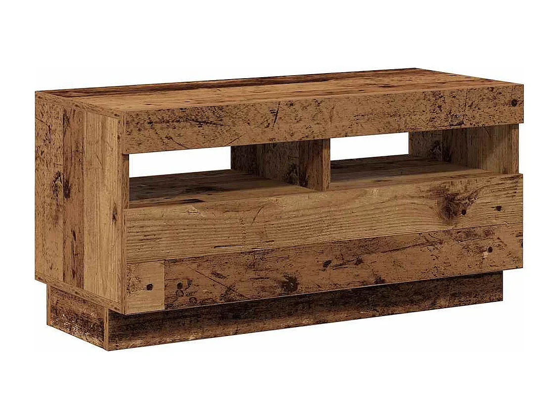 Meuble TV avec lumières LED vieux bois bois d'ingénierie