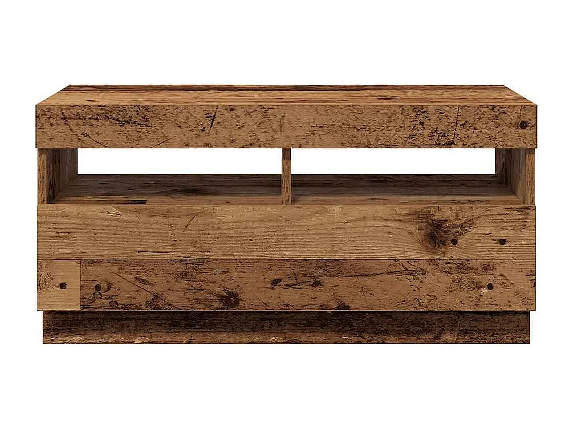 Meuble TV avec lumières LED vieux bois bois d'ingénierie