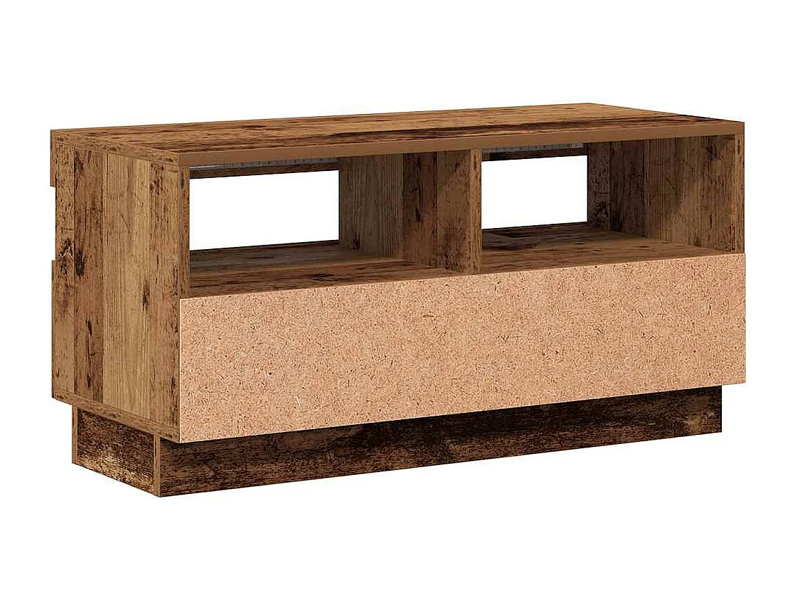Meuble TV avec lumières LED vieux bois bois d'ingénierie
