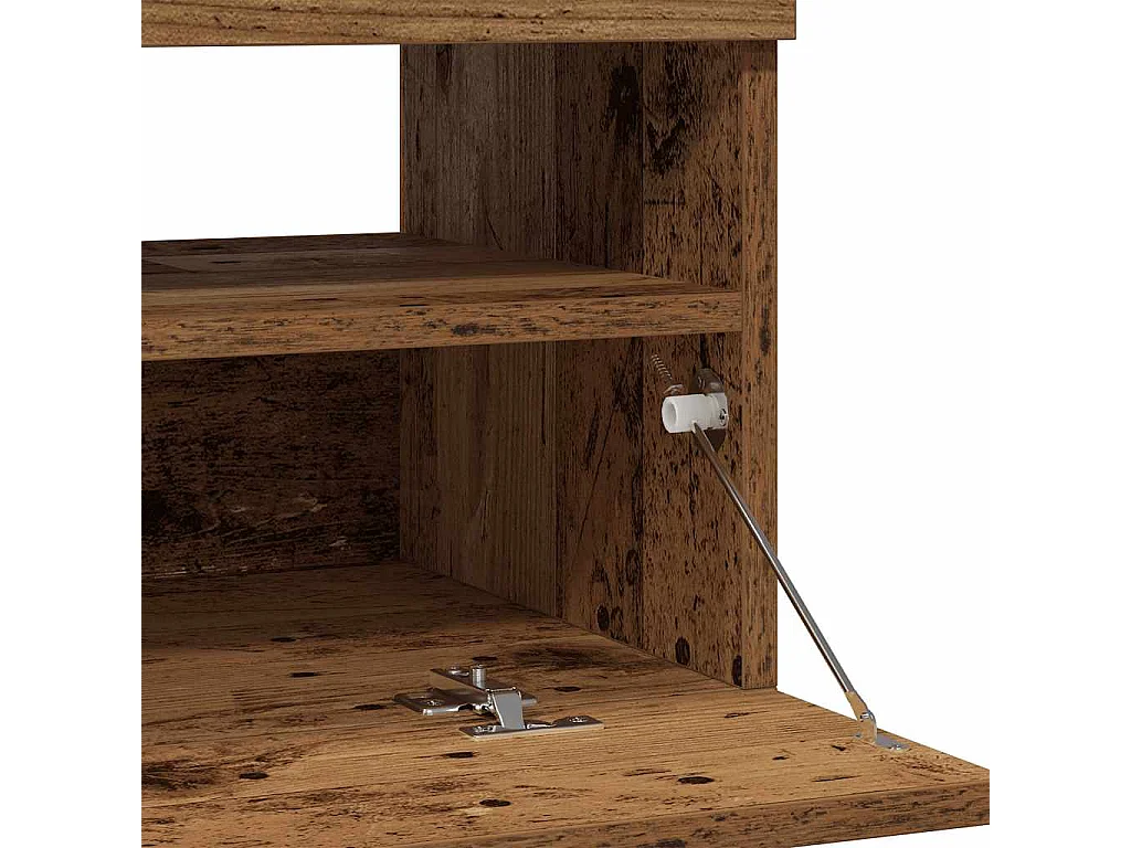 Meuble TV avec lumières LED vieux bois bois d'ingénierie