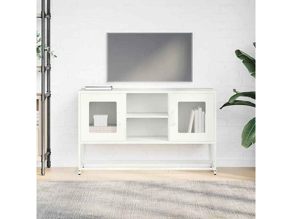 Meuble TV blanc 100,5x39x60,5 cm acier