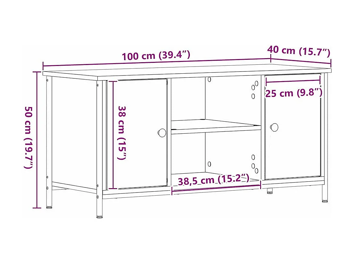 Meuble TV Chêne noir 100 x 40 x 50 cm Bois d'ingénierie